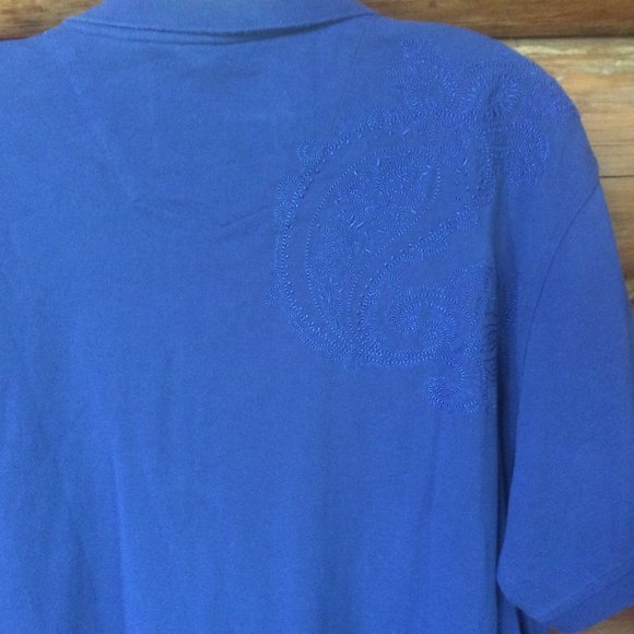 Robert Graham Blue Short Sleeve Cotton Polo with Blue on Blue Embroidery Size XL - Picture 5 of 11